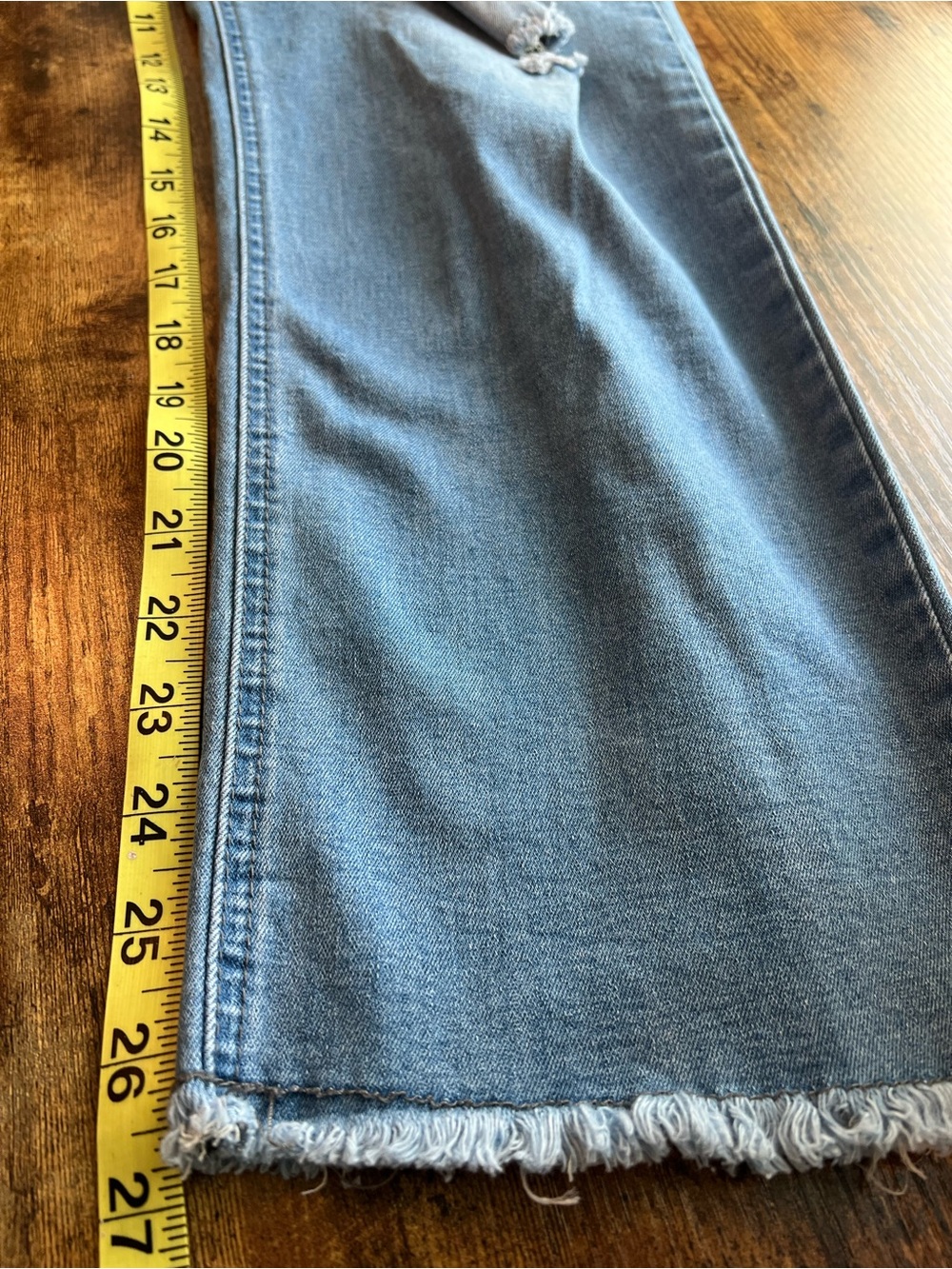 Distressed Denim Overalls Size L Stretch Raw Hem Cropped Straight Leg - Picture 7 of 10